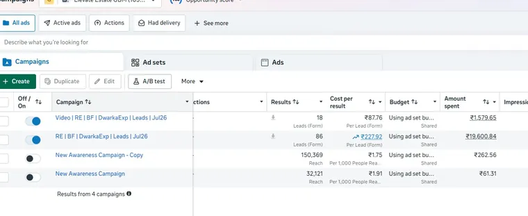Meta Ads Manager: Elevate Estate GBM