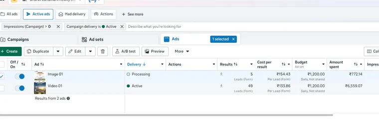 Meta Ads Manager: Bharat Landmark Realty